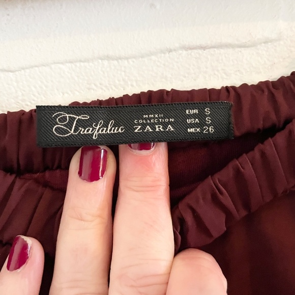 Zara Maxi skirt Long side slits Lined Flowy Fairy Iridescent Burgundy Sz S - Picture 5 of 10